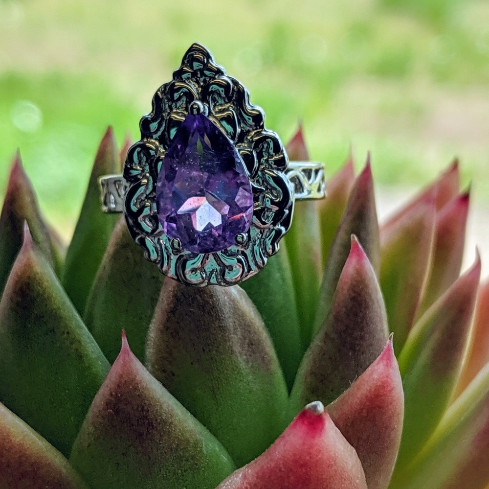 African Amethyst Sterling Silver Ring